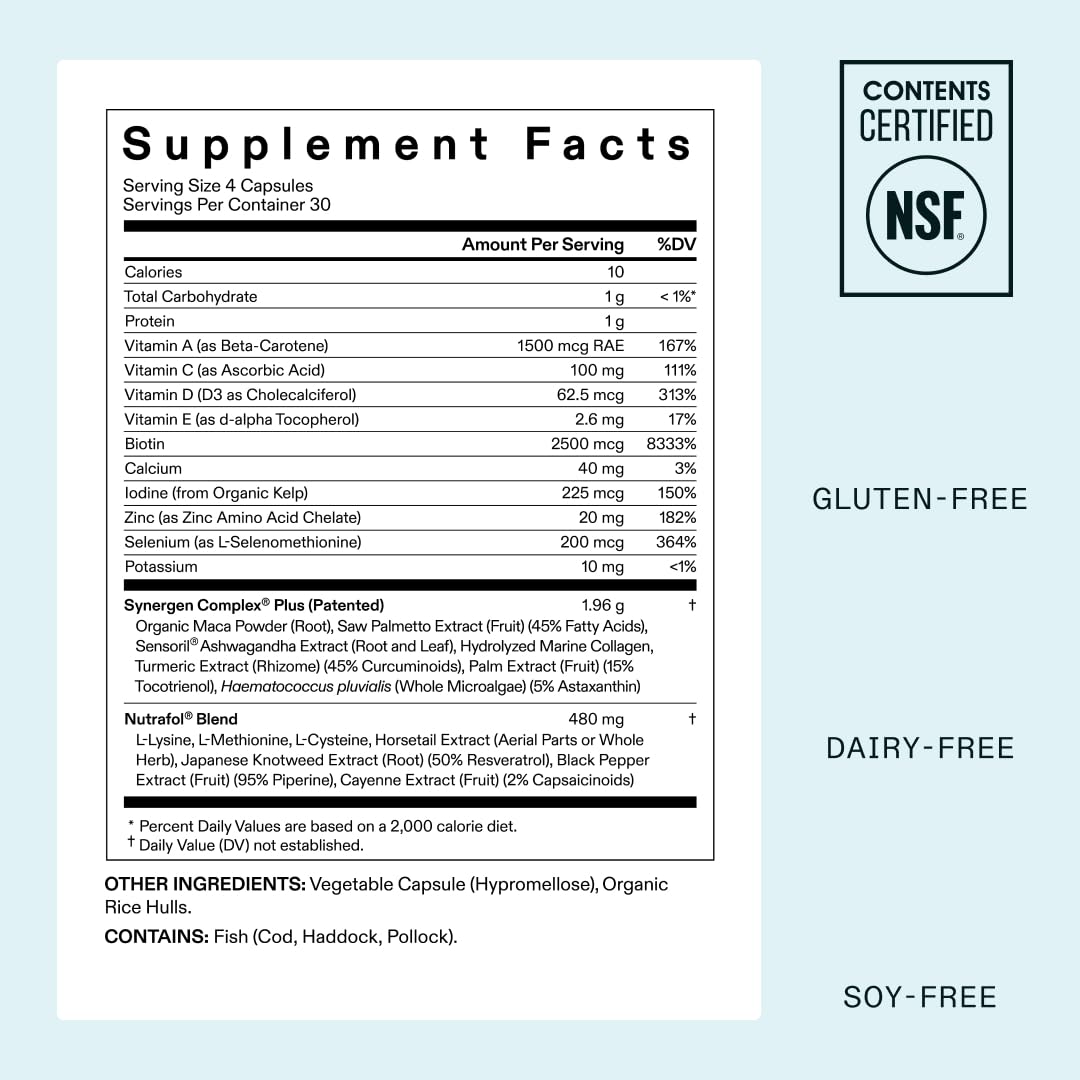 Nutrafol Women’s Balance Hair Growth Supplement – 120 Capsules | Ages 45+ | 1-Month Supply