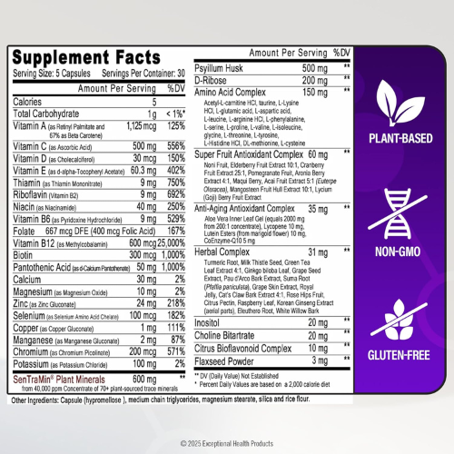 Immuno 150 โ Immune Support with 150 Nutrients, 70 Plant Minerals & 13 Vitamins โ 150 Veggie Capsules
