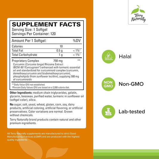 Terry Naturally CuraMed 750 mg – 120 Softgels (High-Potency Curcumin)