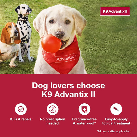 K9 Advantix II Large Dog Flea, Tick & Mosquito Treatment – Vet Recommended | Dogs 21-55 lbs | 6-Month Supply