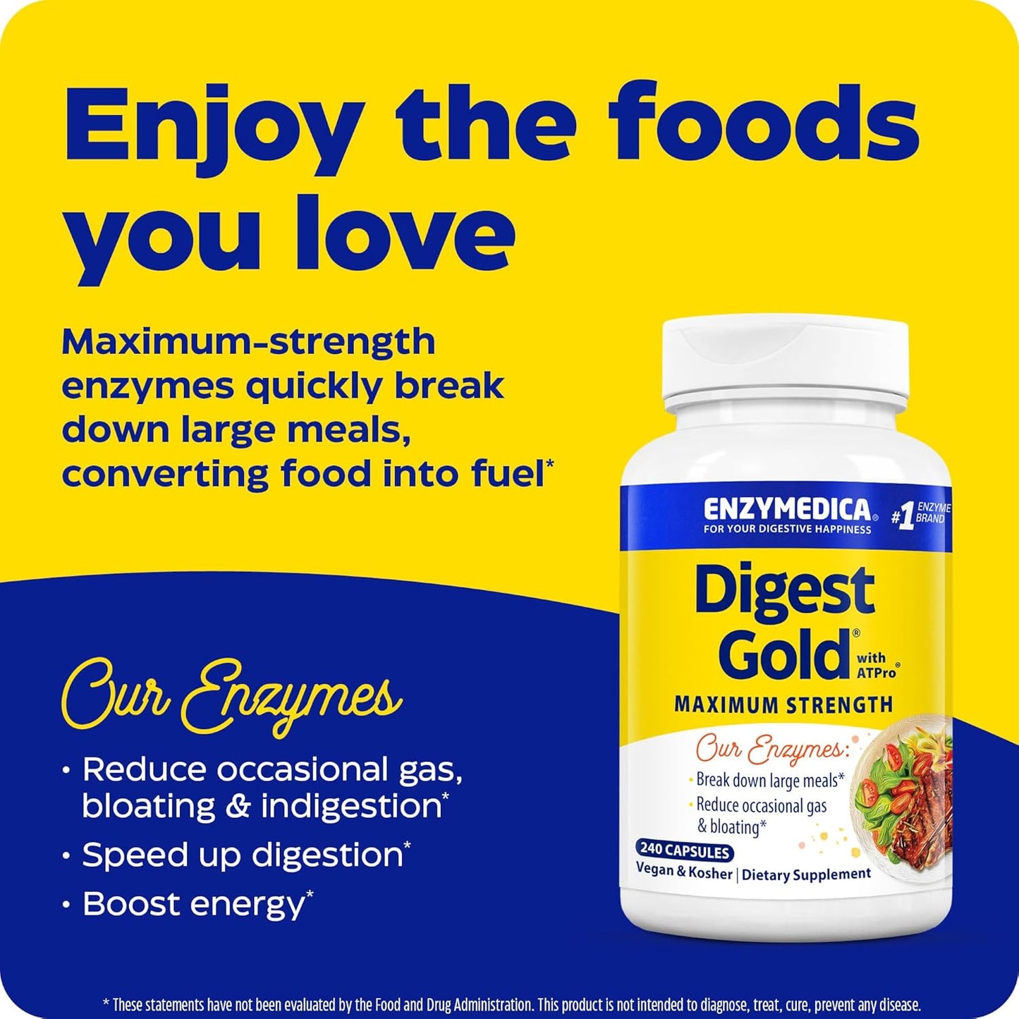 Enzymedica Digest Gold + ATPro – 240 Capsules (Max Strength)