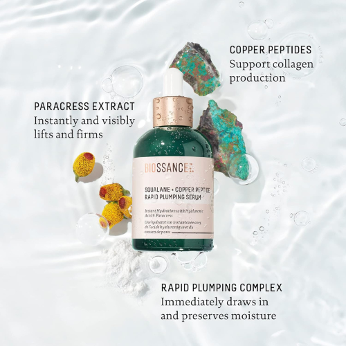 Biossance Squalane + Copper Peptide Rapid Plumping Serum – Hydration & Firming 1.6 OZ