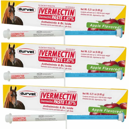 Durvet Ivermectin Paste Dewormer – 6.08g Dose Pack of 3