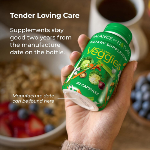 Balance of Nature Fruits & Veggies – Whole Food Supplement for Adults & Kids – 180 Capsules (1 Set)