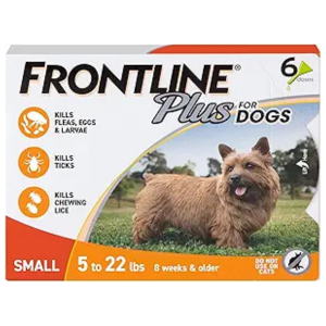 FRONTLINE Plus Flea & Tick Treatment for Small Dogs (5-22 lbs) – 6 Treatments
