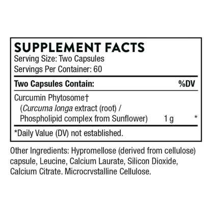 Thorne Curcumin Phytosome 1000mg (Meriva) – 120 Capsules | Joint, Muscle & Brain Support