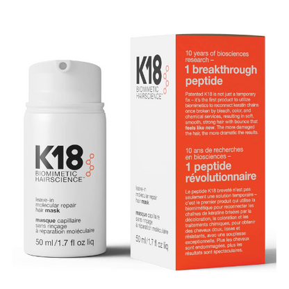 K18 Leave-In Molecular Hair Mask – Repairs Bleached, Colored & Heat-Damaged Hair – 50ml (1.7 oz)