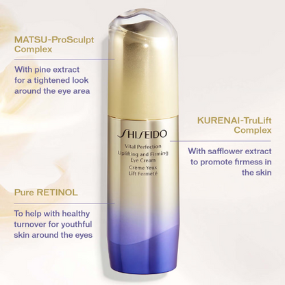 Shiseido Vital Perfection Uplifting Firming Eye Cream – Anti-Aging, Lifting & Smoothing – 15 ml (0.52 oz)